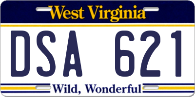 WV license plate DSA621