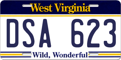 WV license plate DSA623