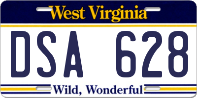 WV license plate DSA628