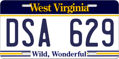 WV license plate DSA629