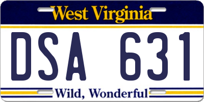 WV license plate DSA631