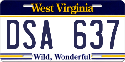 WV license plate DSA637