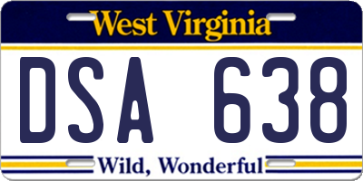 WV license plate DSA638