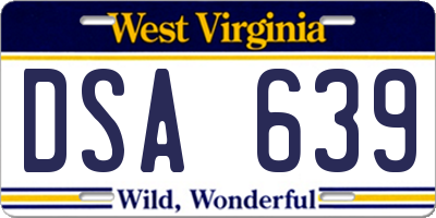 WV license plate DSA639