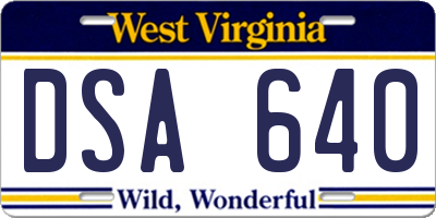 WV license plate DSA640