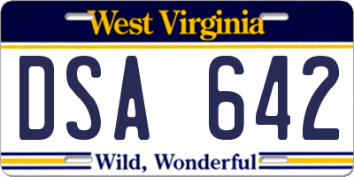 WV license plate DSA642