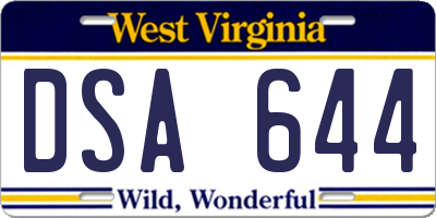 WV license plate DSA644