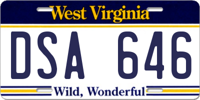 WV license plate DSA646