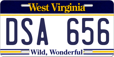 WV license plate DSA656