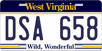 WV license plate DSA658