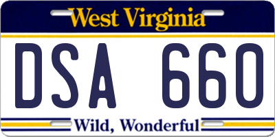WV license plate DSA660