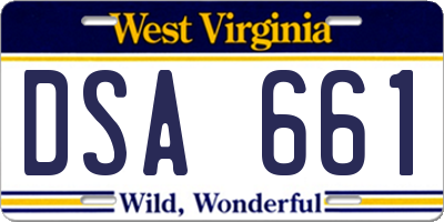 WV license plate DSA661