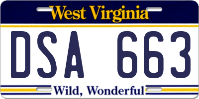 WV license plate DSA663