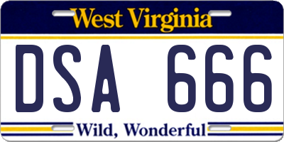 WV license plate DSA666