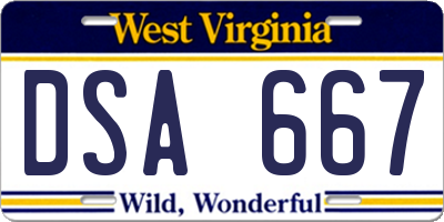 WV license plate DSA667