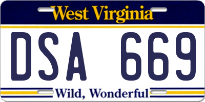 WV license plate DSA669