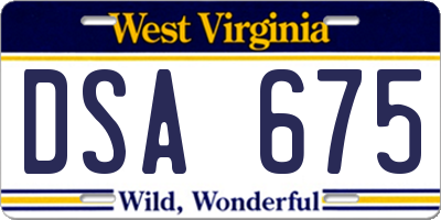 WV license plate DSA675