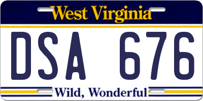 WV license plate DSA676