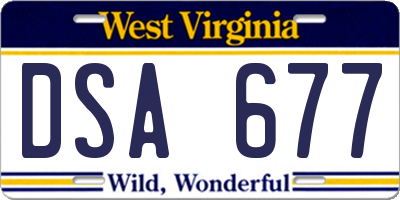 WV license plate DSA677