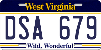 WV license plate DSA679