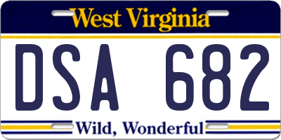 WV license plate DSA682