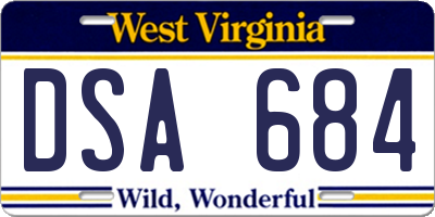 WV license plate DSA684