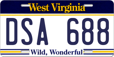 WV license plate DSA688