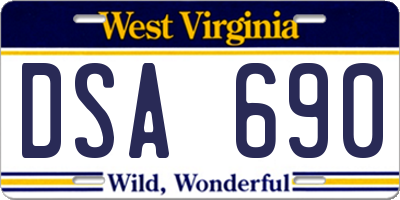 WV license plate DSA690