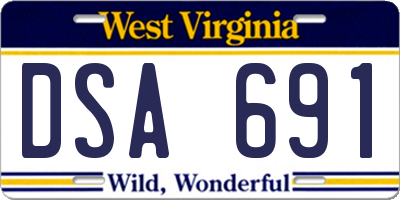 WV license plate DSA691