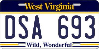 WV license plate DSA693