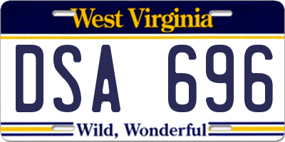 WV license plate DSA696