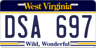 WV license plate DSA697