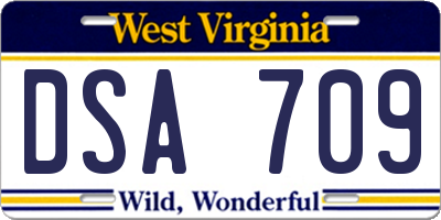 WV license plate DSA709