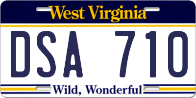 WV license plate DSA710