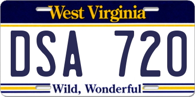 WV license plate DSA720
