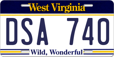 WV license plate DSA740