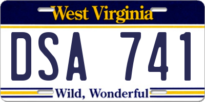 WV license plate DSA741