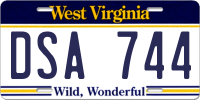 WV license plate DSA744