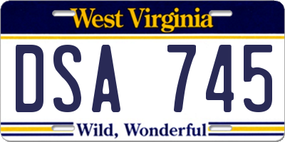 WV license plate DSA745