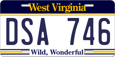 WV license plate DSA746