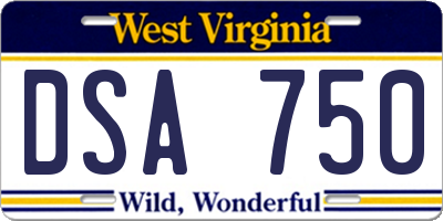 WV license plate DSA750