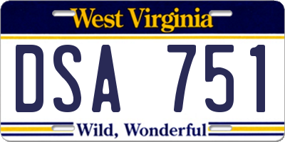 WV license plate DSA751