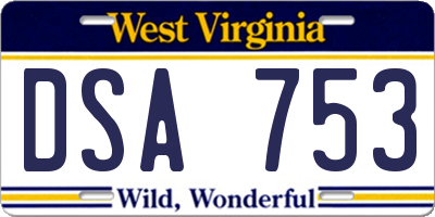 WV license plate DSA753