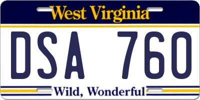 WV license plate DSA760