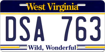 WV license plate DSA763