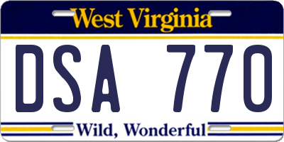 WV license plate DSA770