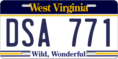 WV license plate DSA771