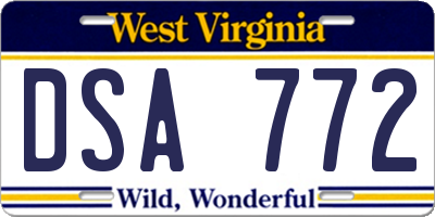 WV license plate DSA772