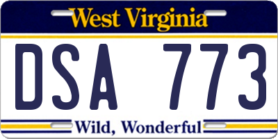 WV license plate DSA773