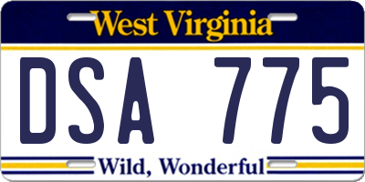 WV license plate DSA775